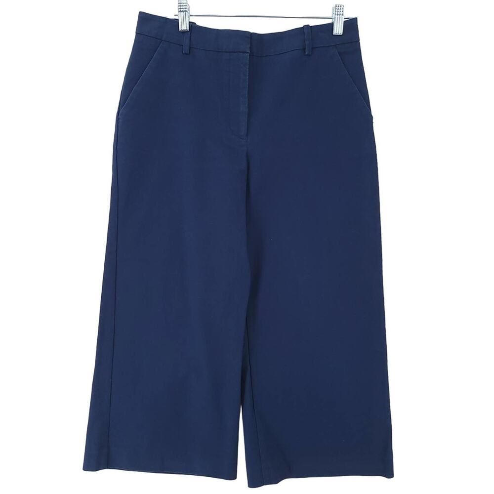 ZARA Navy Crop Wide-Leg Chino Trousers